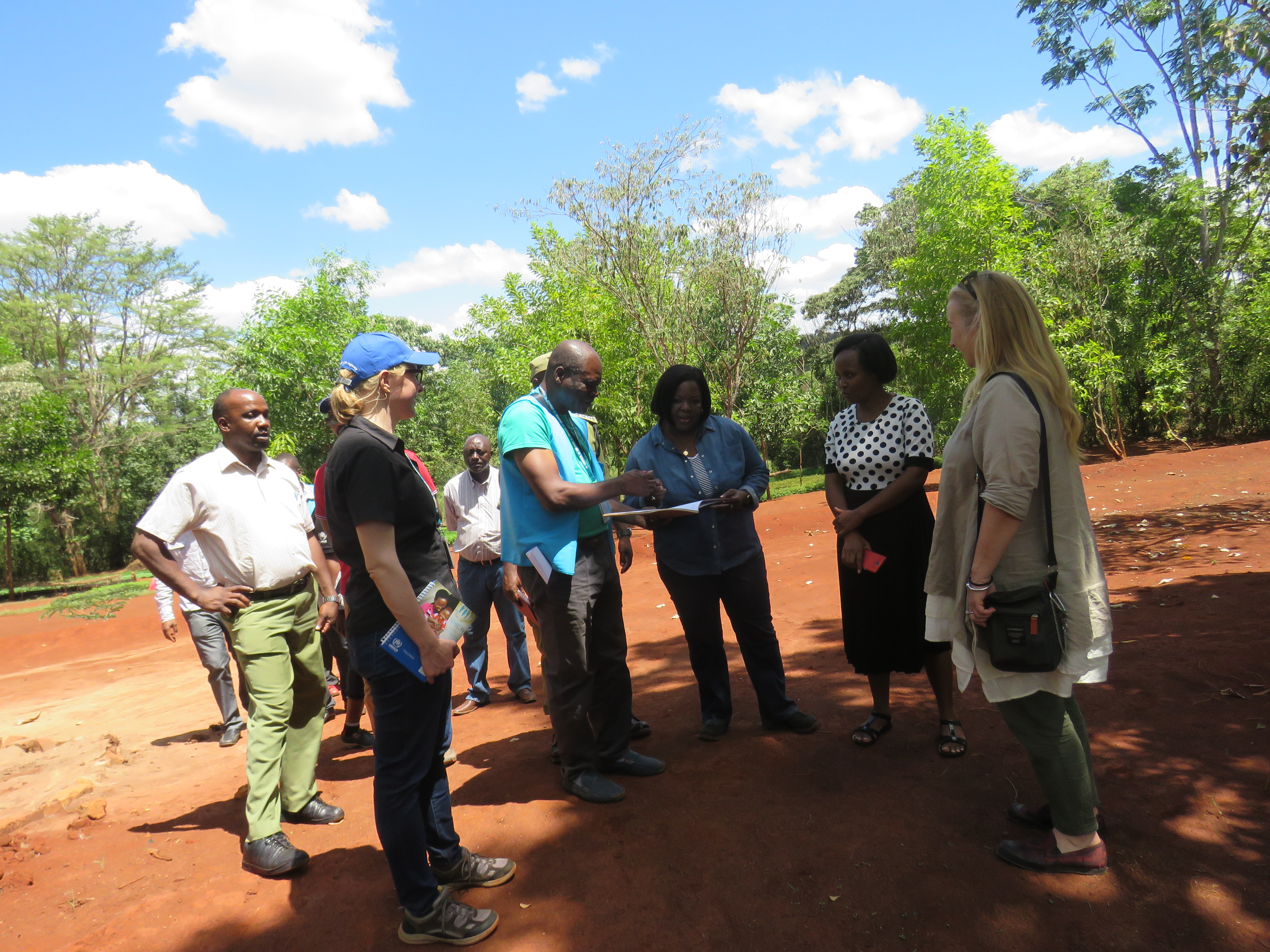 UNHCR HoSO Kinondo and MHA camp commandant visiting REDESO tree nursery in Mtendeli camp